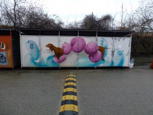 Dackel oder Wurst... Graffiti von Loomit auf dem Kunstpark Ost-Gelände | München