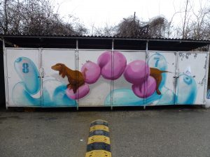 Dackel oder Wurst... Graffiti von Loomit auf dem Kunstpark Ost-Gelände | München